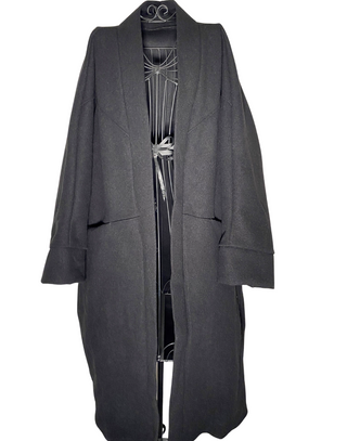 Manteau oversize long noir à poches intérieurs